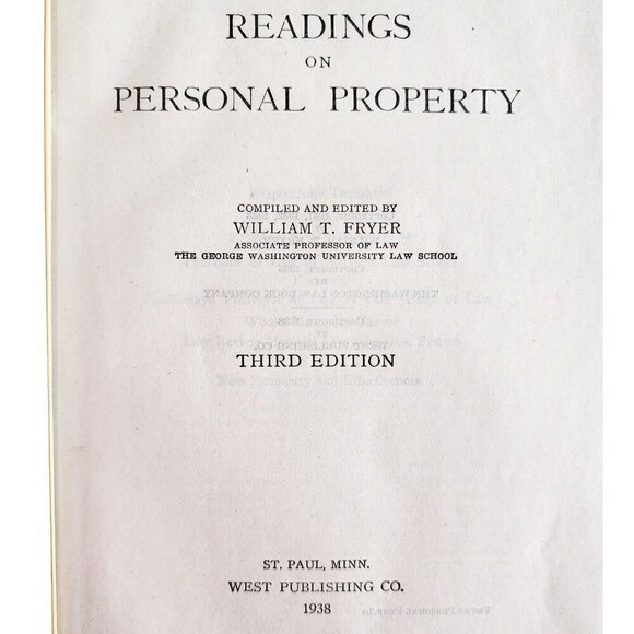 1938 Readings On Personal Property Laws 3rd Edition HC Book William Fryer WHBS - Picture 3 of 8